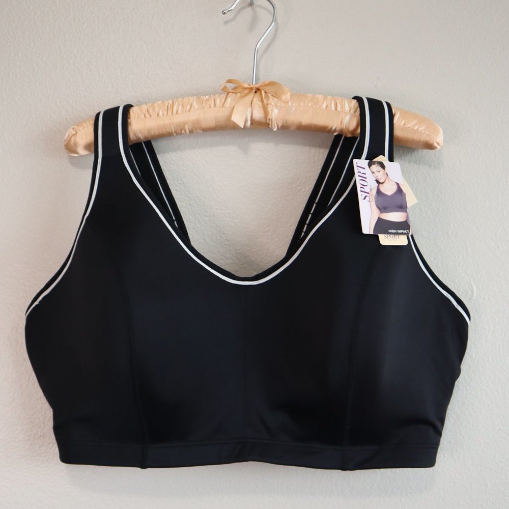 Sport by Cacique High Impact Bra Black and White Size 44DDD with Underwire